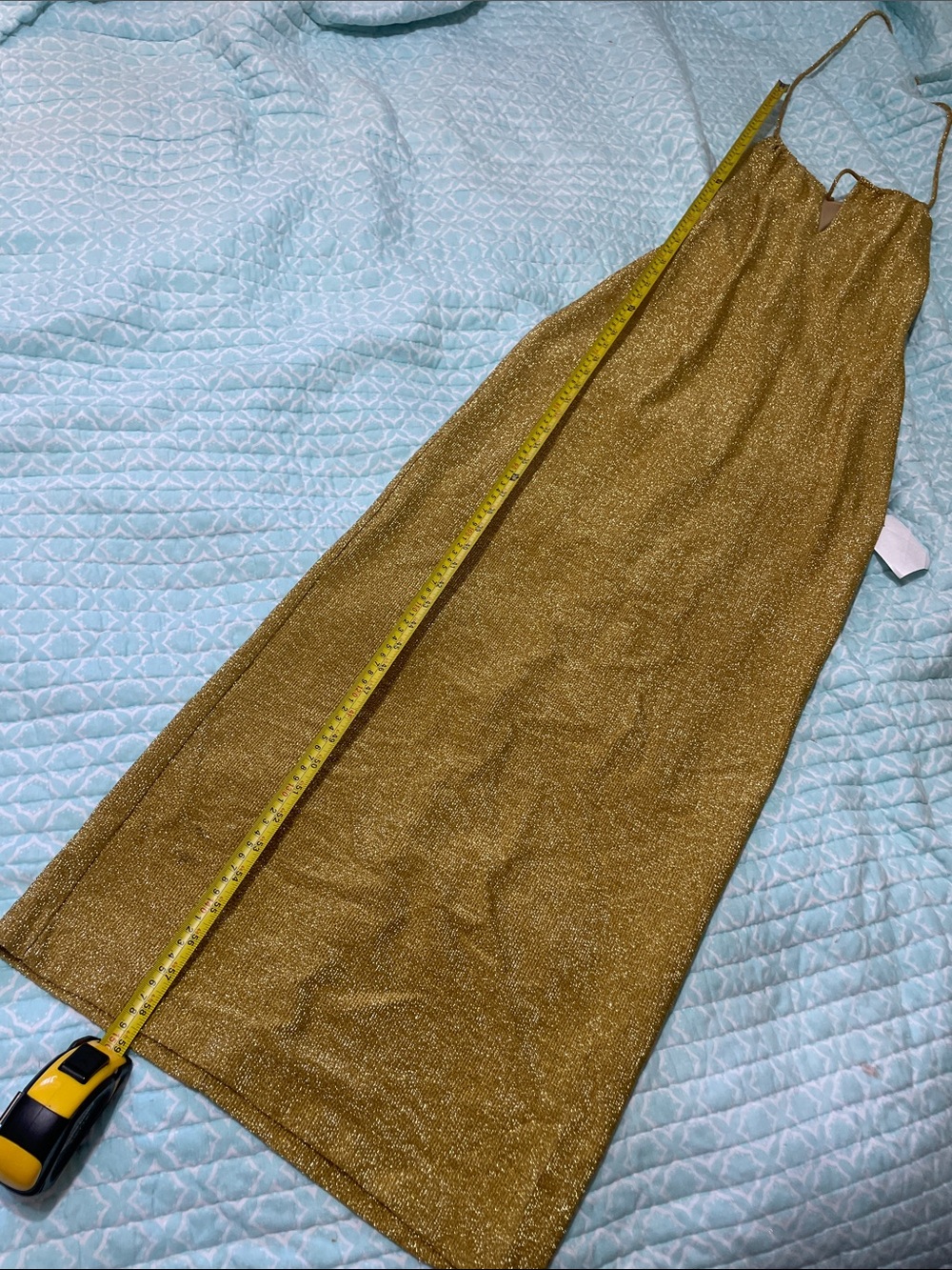 Night Way gold metallic Lorax halter gown - Picture 9 of 9